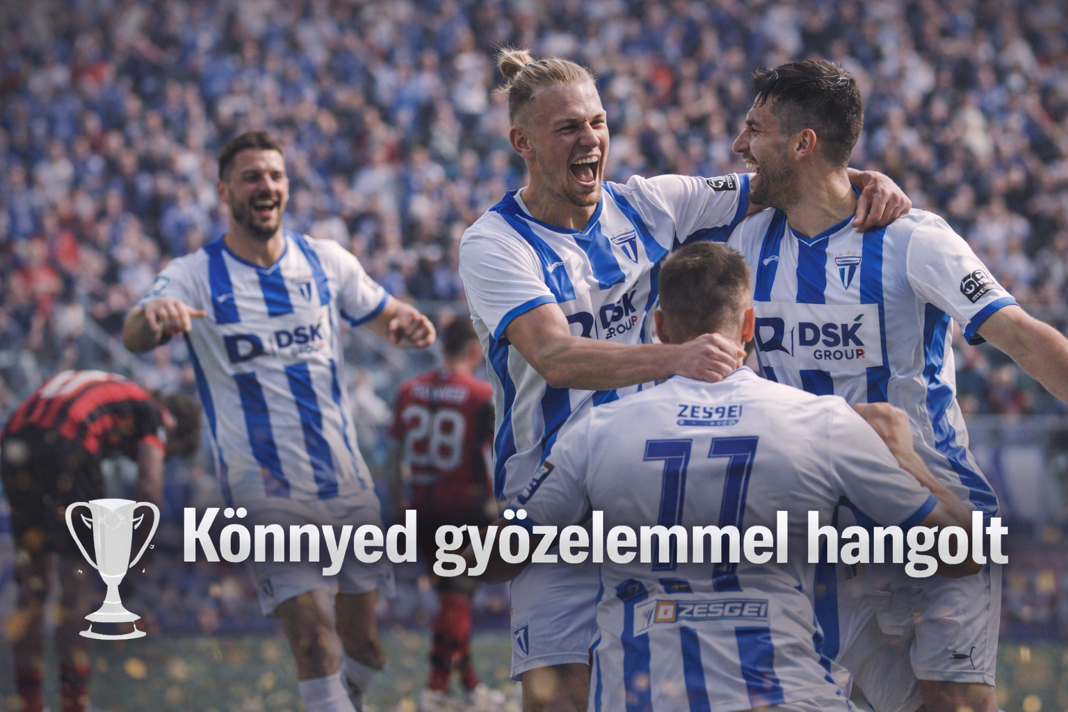 ZTE győzelem ünneplése a pályán