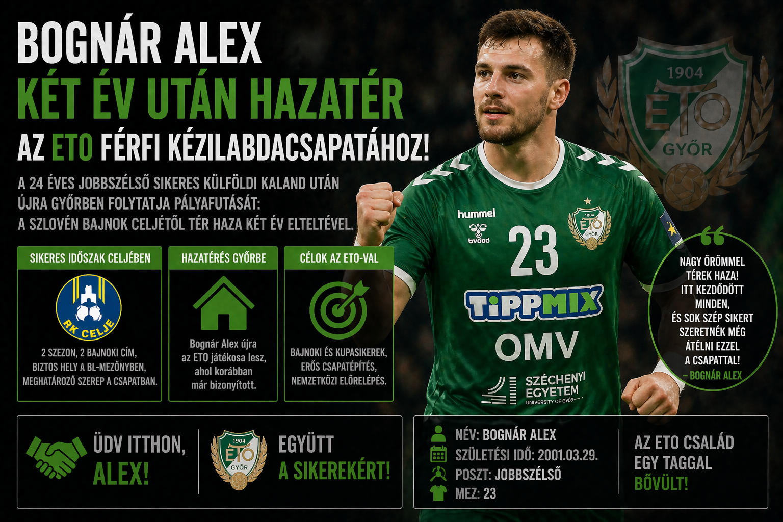 Bognár Alex visszatérése az ETO-ba