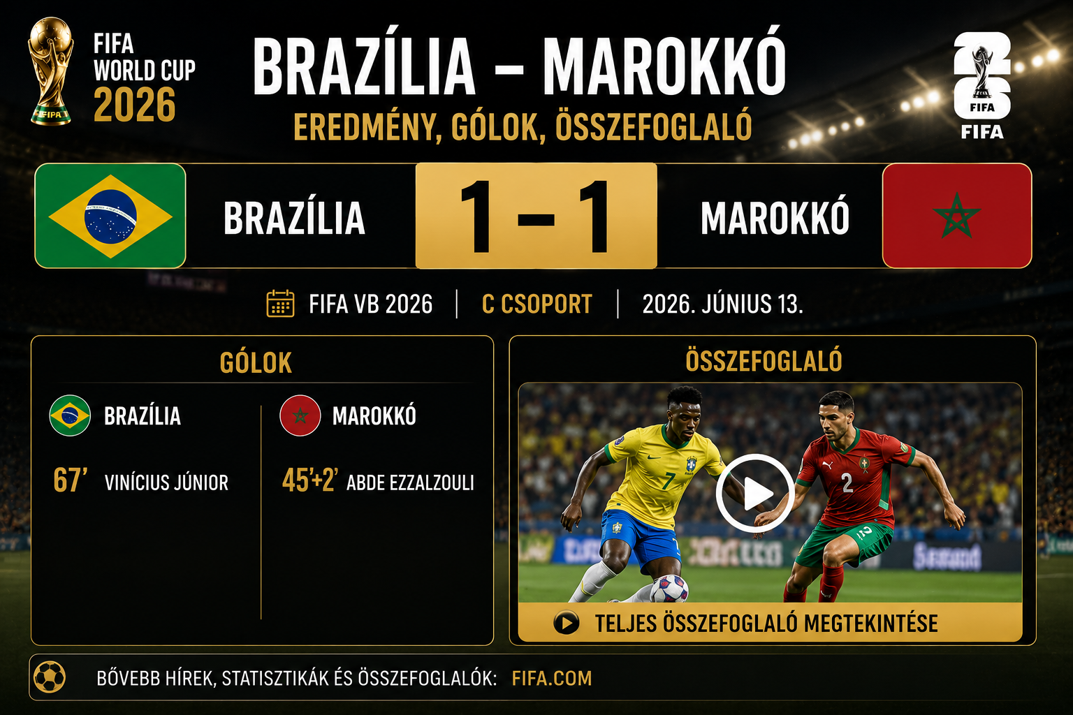 FIFA 2026: Brazília vs Marokkó összefoglaló