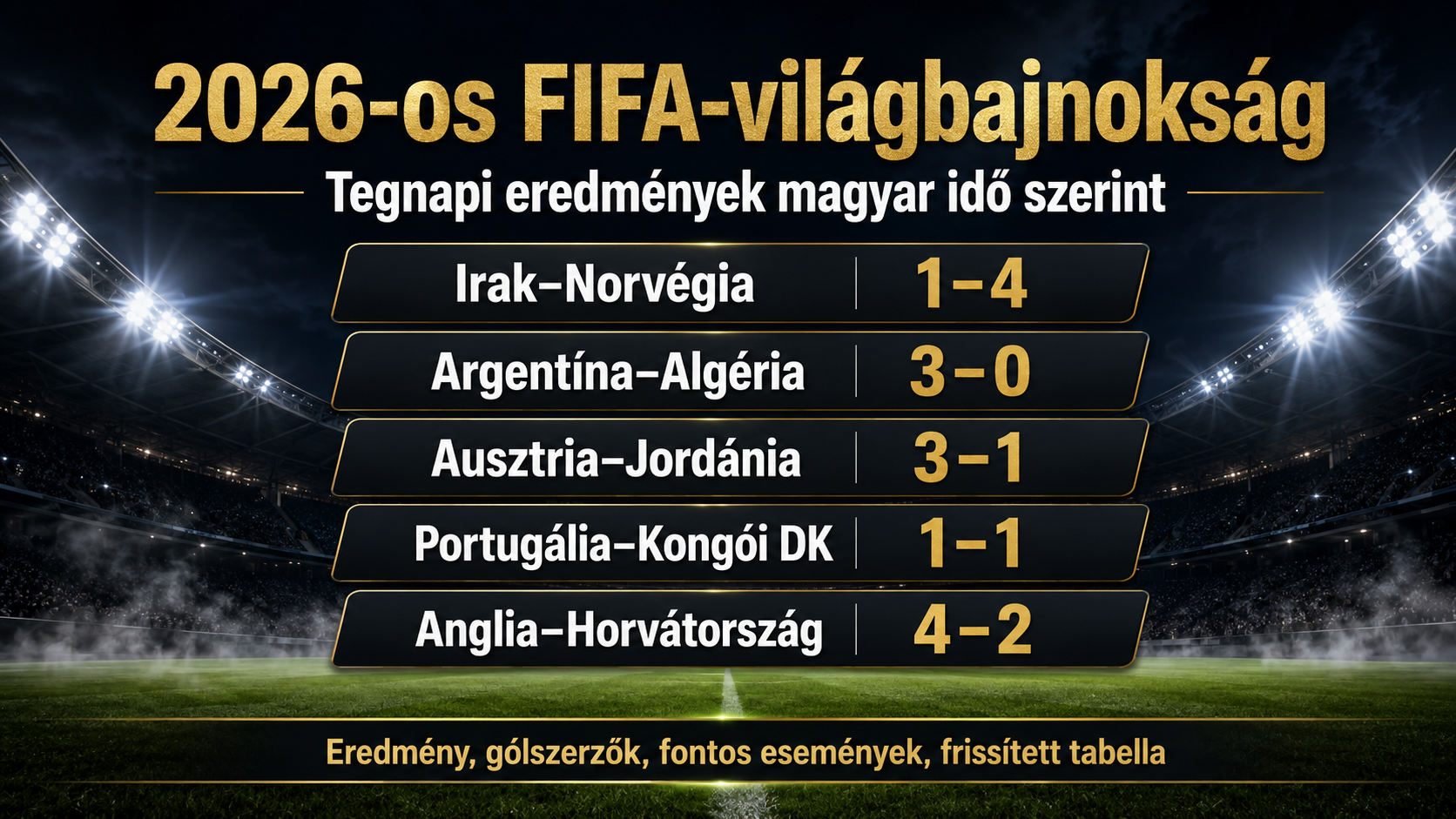 2026-os FIFA-vb – tegnapi eredmények