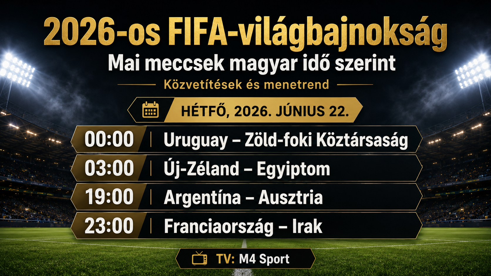 2026-os FIFA világbajnokság műsora